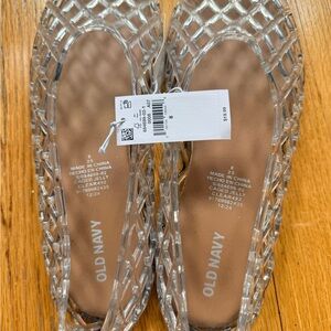 Old Navy Clear Jelly Flats Size 8 Caged Sandals NWT Summer Shoes